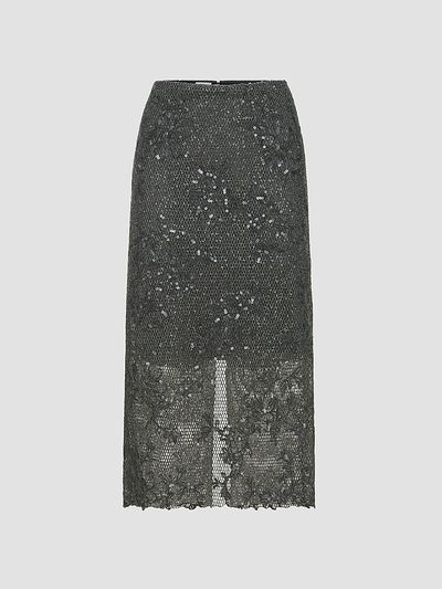 Brunello Cucinelli Women's Dazzling Lace Embroidery Pencil Skirt