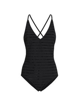 Brunello Cucinelli Women's Dazzling Stripes Bathing Suit in Techno Jersey