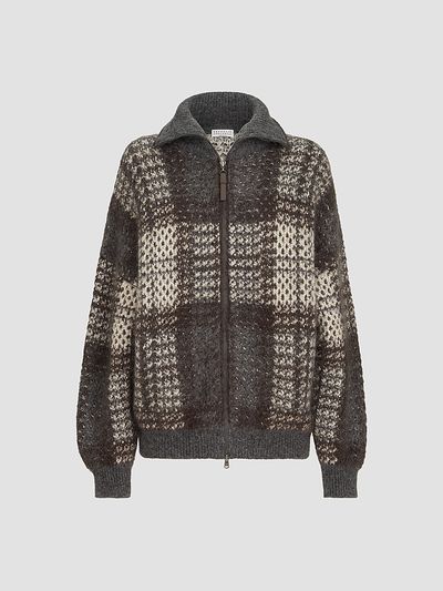 Brunello Cucinelli Women's Dazzling Tartan Double Knit Outerwear Jacket