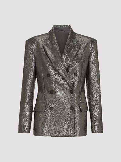 Brunello Cucinelli Women's Dazzling Texture Embroidery Blazer in Virgin Wool Flannel