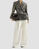 Brunello Cucinelli Women's Dazzling Texture Embroidery Blazer in Virgin Wool Flannel - 2