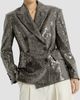 Brunello Cucinelli Women's Dazzling Texture Embroidery Blazer in Virgin Wool Flannel - 5