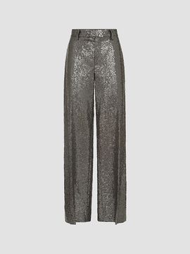 Brunello Cucinelli Women's Dazzling Texture Embroidery Loose Flared Trousers