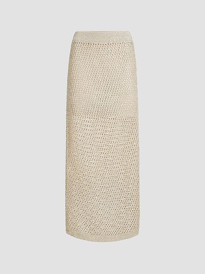 Brunello Cucinelli Women's Dazzling Texture Net Knit Skirt
