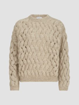 Brunello Cucinelli Women's Dazzling Zigzag Cables Sweater in Mohair and Wool