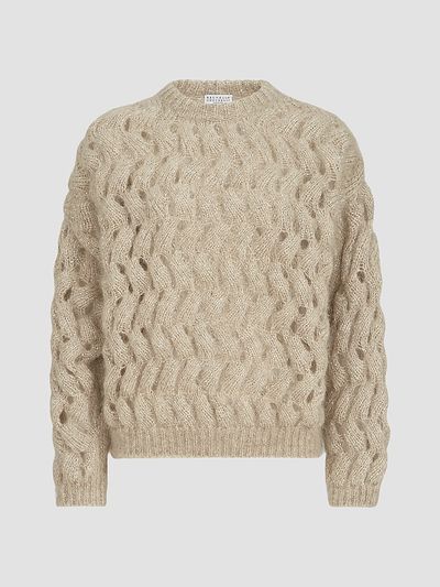 Brunello Cucinelli Women's Dazzling Zigzag Cables Sweater in Mohair and Wool
