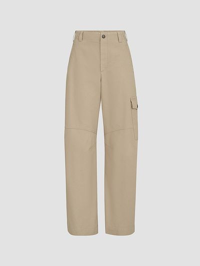 Brunello Cucinelli Women's Délavé Cotton Canvas Cargo Barrel Trousers With Monili