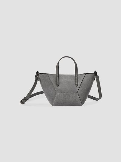 Brunello Cucinelli Women's Duo Mini Top Handle Bag in Suede with Monili