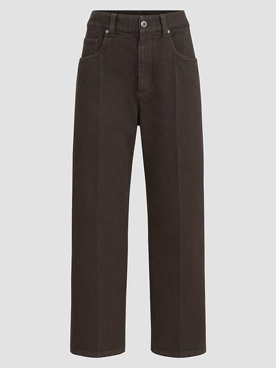 Brunello Cucinelli Women's Dyed Denim Contemporary Square Jeans with Monili