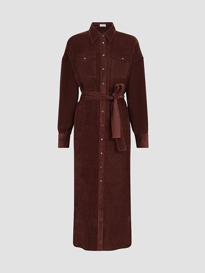 Brunello Cucinelli Women's Fluid Corduroy Shirt Dress