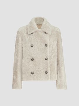 Brunello Cucinelli Women's Fuzzy Shearling Pea Coat