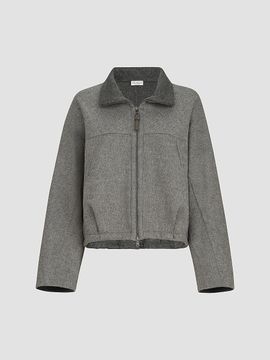 Brunello Cucinelli Women's Hand-Crafted Bomber Jacket in Virgin Wool Double Cloth with Shiny Zipper Pull