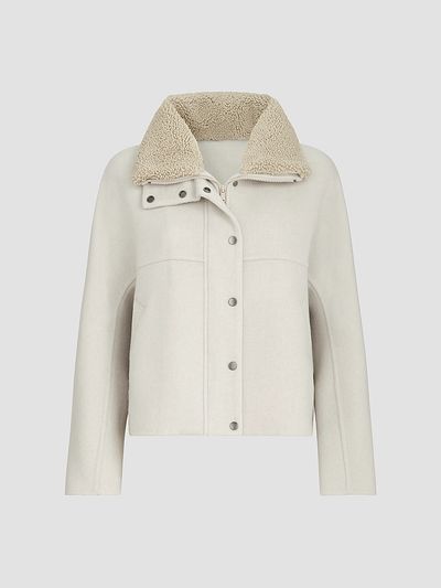 Brunello Cucinelli Women's Hand-Crafted Outerwear Jacket with Detachable Shearling Insert
