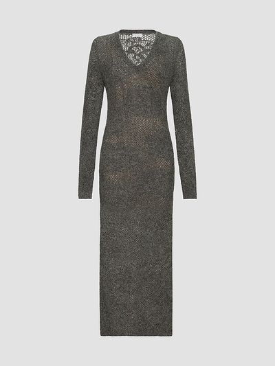 Brunello Cucinelli Women's Lace Flowers Knit Dress in Sparkling Mohair