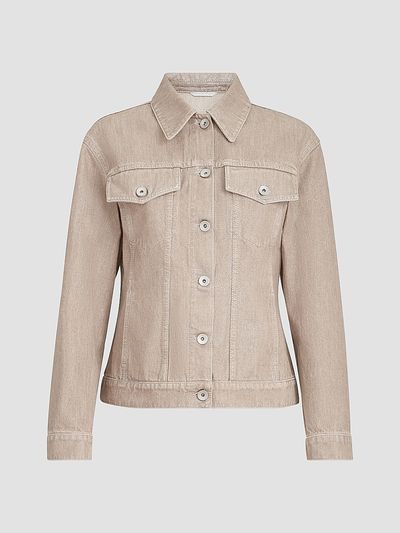 Brunello Cucinelli Women's Lamé Denim Four-pocket Outerwear Jacket with Monili