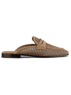 Brunello Cucinelli Women's Laminated Perforated Suede Mules