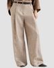 Brunello Cucinelli Women's Linen Denim Pleated A-line Trousers with Monili - 2
