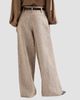 Brunello Cucinelli Women's Linen Denim Pleated A-line Trousers with Monili - 3