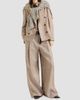 Brunello Cucinelli Women's Linen Denim Pleated A-line Trousers with Monili - 6