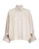 Brunello Cucinelli Women's Linen Shirt with Dazzling Cascade Cuffs - 7
