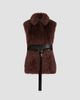 Brunello Cucinelli Women's Lux Shearling Vest with Nappa Leather Belt and Monili - 1