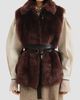 Brunello Cucinelli Women's Lux Shearling Vest with Nappa Leather Belt and Monili - 3