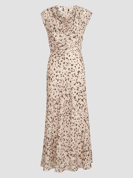 Brunello Cucinelli Women's Lynx Print Silk Pongee Draped Dress with Monili