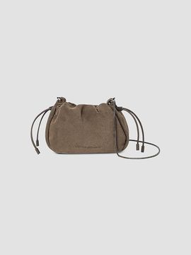 Brunello Cucinelli Women's Mellow Bucket Bag in Suede with Precious Chain
