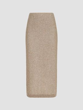 Brunello Cucinelli Women's Mohair and Wool Dazzling Texture Knit Skirt with Monili