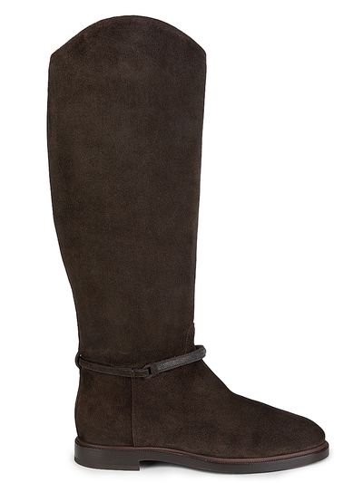Brunello Cucinelli Women's Monili-Beaded Suede Riding Boots