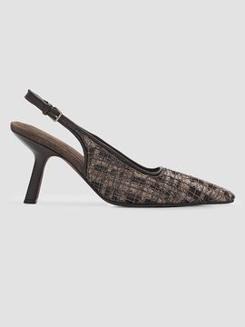 Brunello Cucinelli Women's Monili-Embroidered Check Slingback Pumps