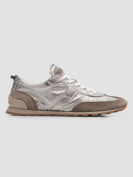 Brunello Cucinelli Women's Monili Pull-Tab Crinkle-Effect Leather Low-Top Sneakers