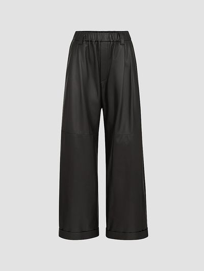 Brunello Cucinelli Women's Nappa Leather Baggy Trousers