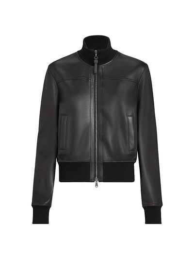 Brunello Cucinelli Women's Nappa Leather Outerwear Jacket with Monili