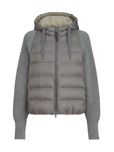 Brunello Cucinelli Women's Nylon Hooded Down Jacket with Monili