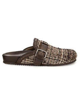 Brunello Cucinelli Women's Plaid Alpaca-Wool Blend Mules