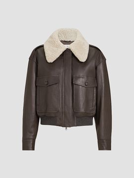 Brunello Cucinelli Women's Polished Nappa Leather Aviator Coat