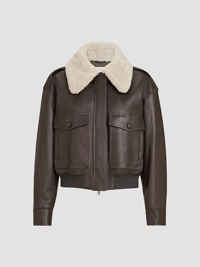 Brunello Cucinelli Women's Polished Nappa Leather Aviator Coat