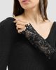 Brunello Cucinelli Women's Ribbed Wool Jersey Sweater with Dazzling Lace Embroidery Cuffs - 6