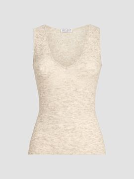 Brunello Cucinelli Women's Silk, Alpaca and Wool Flower Lace Knit Top
