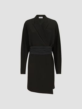 Brunello Cucinelli Women's Silk and Acetate Crêpe Cady Tuxedo Dress with Monili