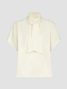 Brunello Cucinelli Women's Silk Satin High-Neck T-Shirt with Monili