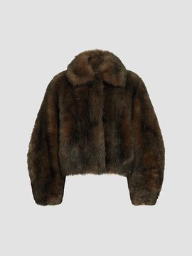 Brunello Cucinelli Women's Soft Shearling Outerwear Jacket with Shiny Zipper Pull