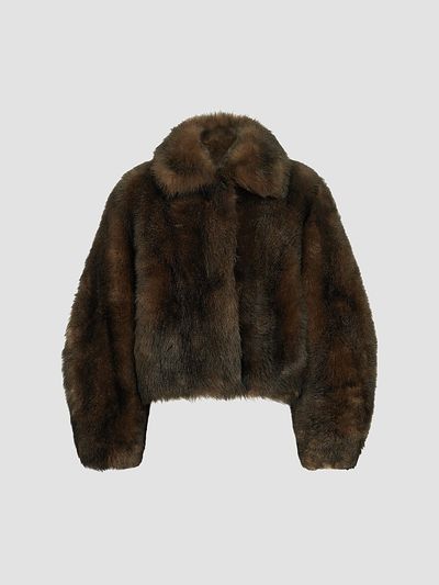 Brunello Cucinelli Women's Soft Shearling Outerwear Jacket with Shiny Zipper Pull