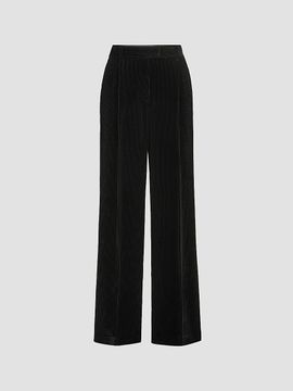 Brunello Cucinelli Women's Sparkling Corduroy Loose Pleated Trousers with Monili
