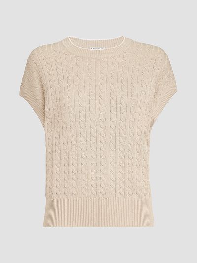 Brunello Cucinelli Women's Sparkling Cotton Cable Knit Sweater