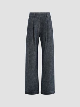Brunello Cucinelli Women's Sparkling No-Fade Denim Loose Curved Trousers with Monili