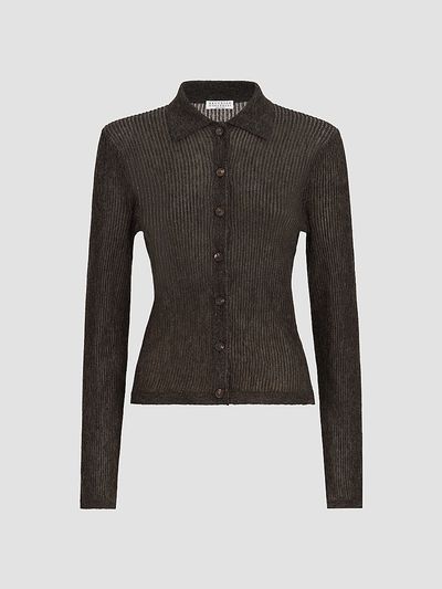 Brunello Cucinelli Women's Sparkling Silk, Alpaca and Wool Rib Knit Cardigan