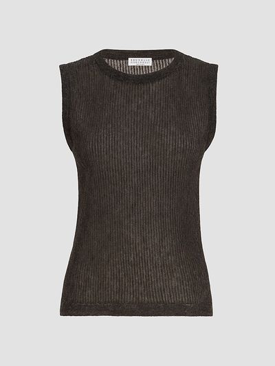 Brunello Cucinelli Women's Sparkling Silk, Alpaca and Wool Rib Knit Top
