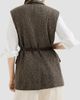 Brunello Cucinelli Women's Sparkling Virgin Wool Chevron Vest with Leather Belt and Monili - 4